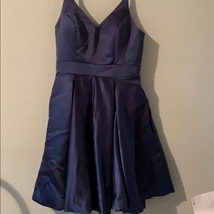 Navy Blue Shiny Formal Dress